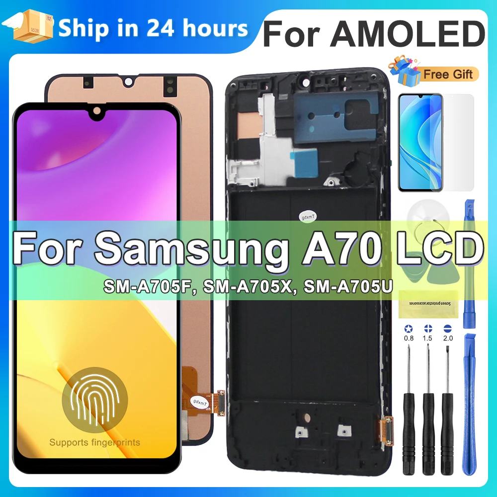 

A70 Display Screen For Samsung Galaxy A70 A705 A705F SM-A705F LCD Display With Frame Touch Screen Digitizer Assembly Replacement