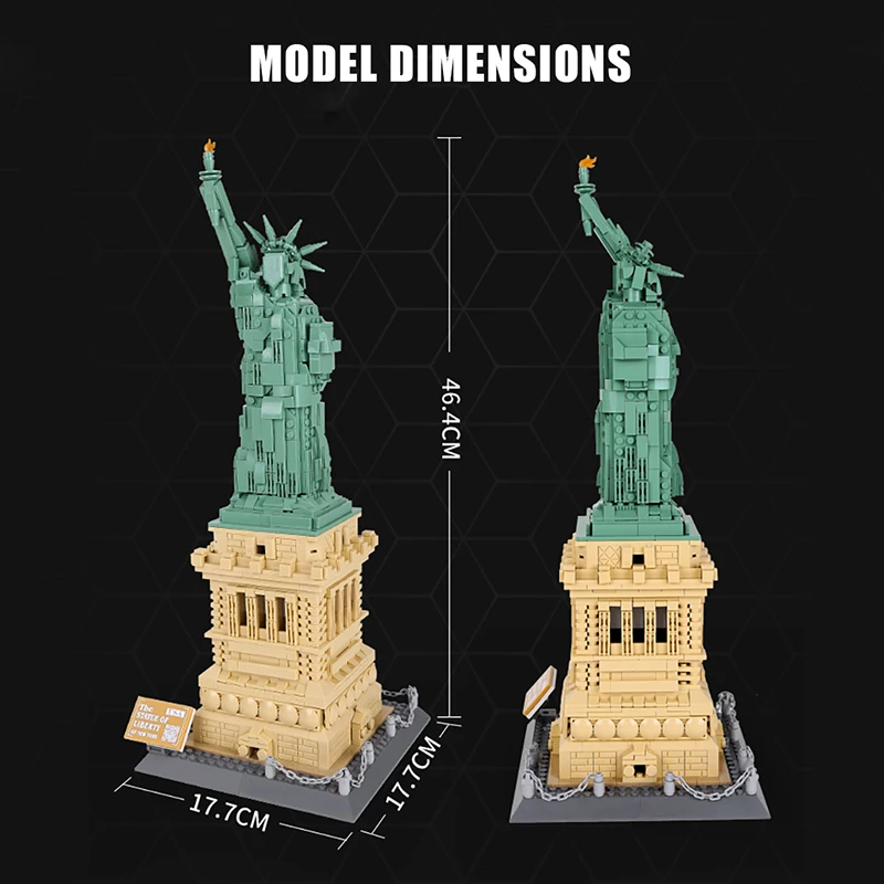 1577 Pieces Architecture Statue of Liberty Large Collection Building Blocks Set Model Gift for Kids and Adults Compatible