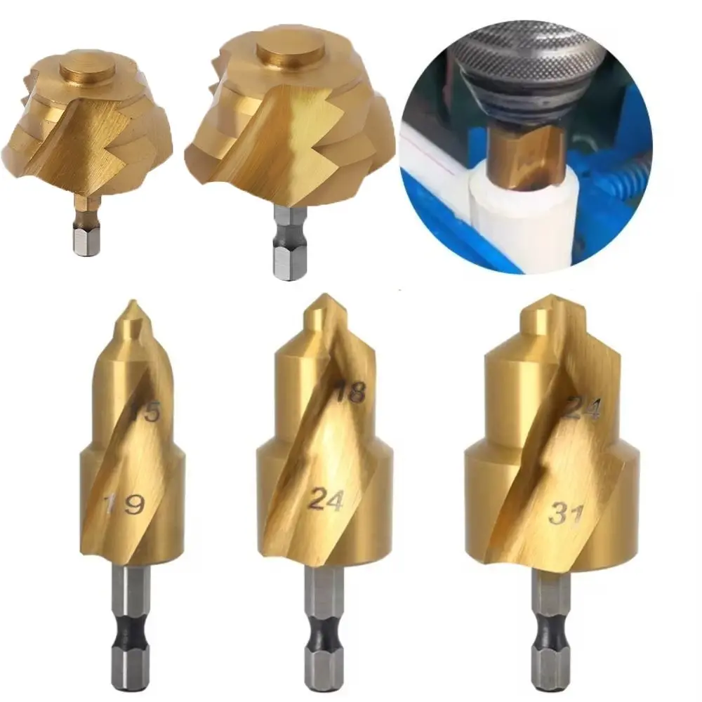 

Hexagon Shank PPR Lifting Drill Bit Water Pipe Connection Tool Titanium Plated Step Drill 20/25/32/40/50mm Spiral Hole Opener
