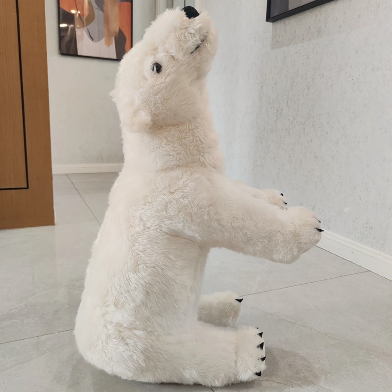 Simulação criativa animal urso polar footstool sofá grande animal bonito urso branco brinquedo de pelúcia menina presente decoração 75x44cm dy10241