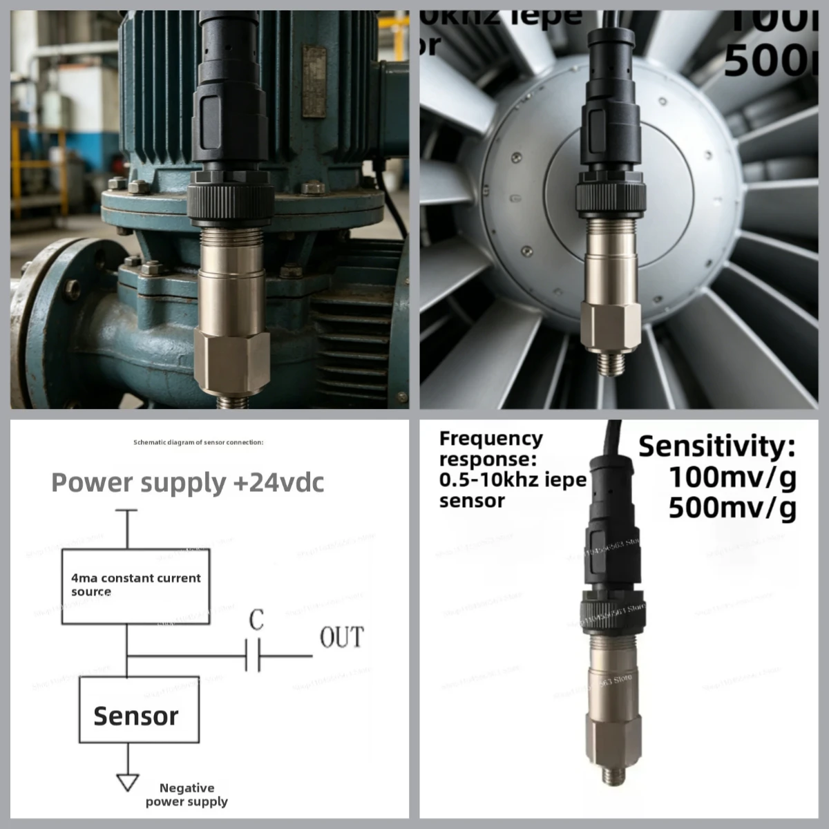 Precision ICP Vibration Accelerometer 100-1000mV/g 0.5mg Resolution, Accelerometer