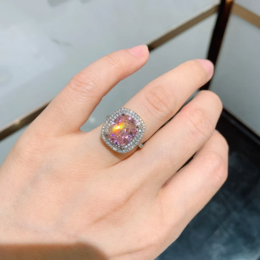Classic Personality Pink Cubic Zircon Bridal Marriage Rings For Women Romantic Wedding Party Rings Fashion Jewelry Wholesale