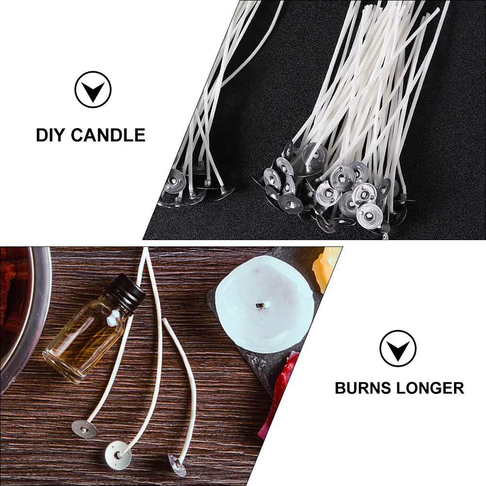 

150Pcs Wicks Pre-Waxed Cotton Wicks for DIY Making Burn Stable No Smoke 8Cm 10Cm 15Cm Sizes Compatible with Soy