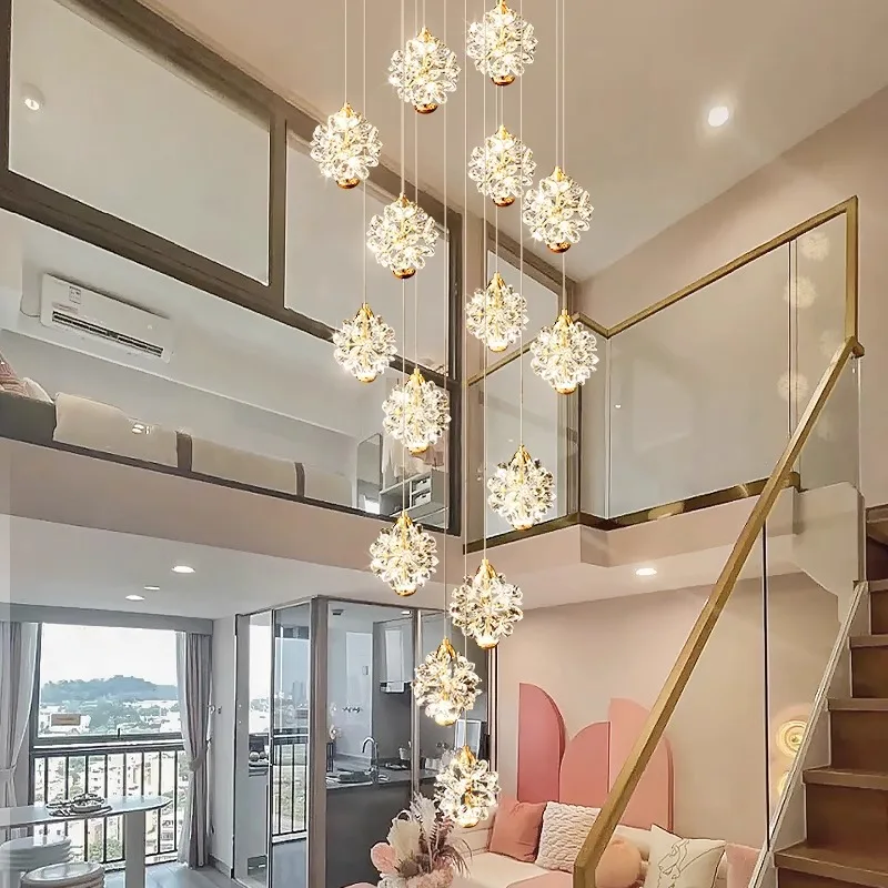 Modern home decoration crystal chandelier, stair Pendant lamp, living room Pendant lights, interior lighting