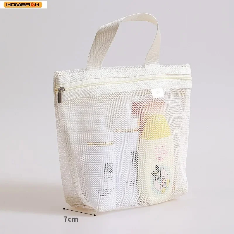 Homfish Mesh Makeup Toiletry Storage Bag Handbag Portable Travel Wash Body Shower Accessories Organizer Hanging Organizer Pouch