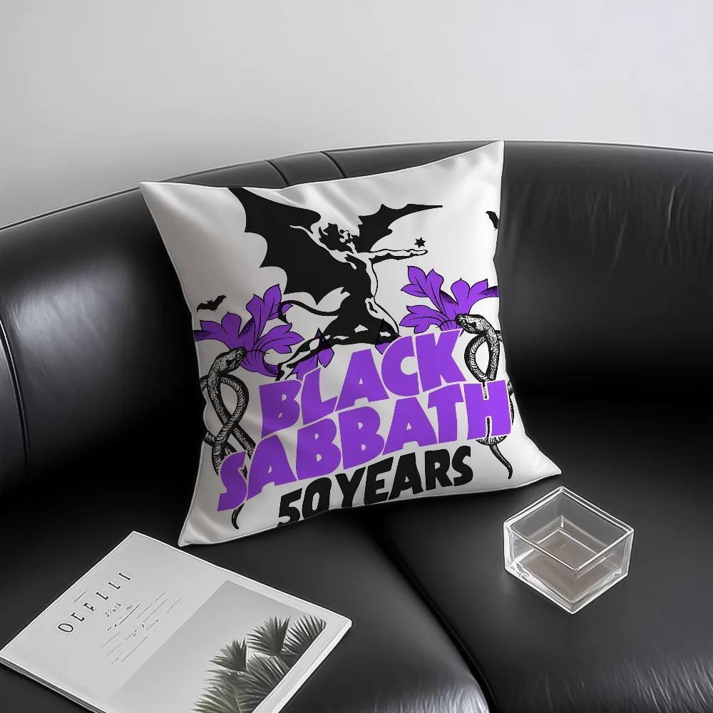 B-Black Sabbath Band Anmie Pillow Case Anti-dustmite Pillowcase Invisible zipper silky short plush Sofa cushion cover