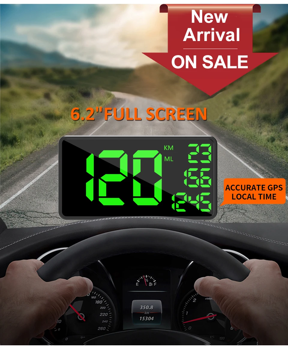 

C1090 GPS Speedometer Hud Display KM/h MPH Car HUD Head Up Display C60 C80 C90 Large Screen Speed Meter Overspeed Warning