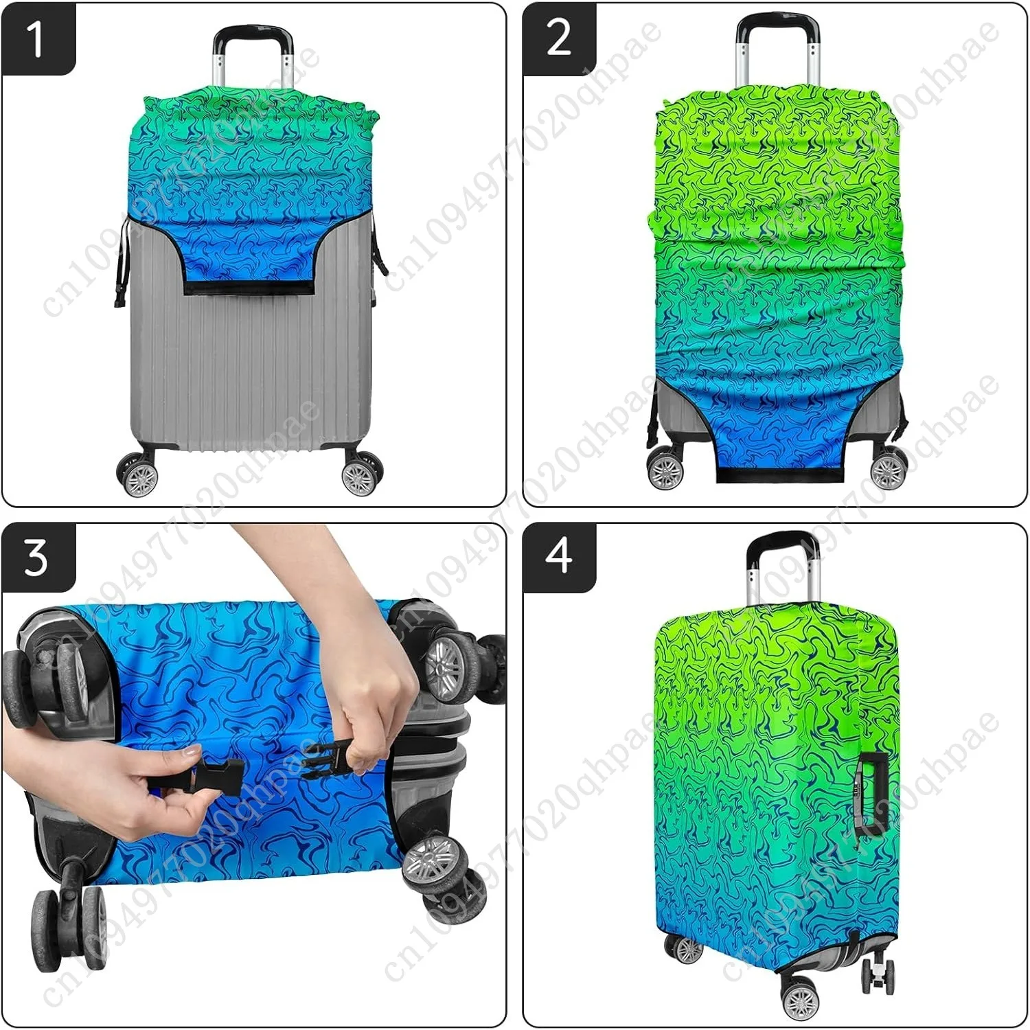 أغطية الأمتعة لحقيبة السفر المرنة، أغطية حماية الأمتعة المضادة للخدش، تناسب مقاس 18-20 بوصة باللون الأخضر