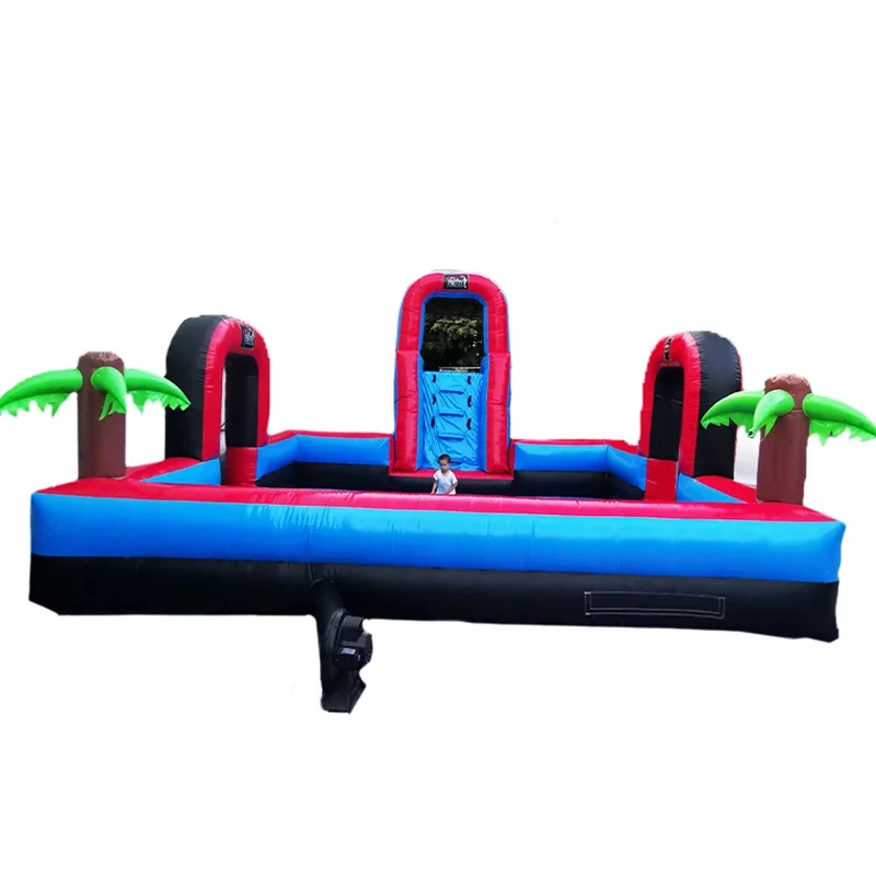 New arrival Commercial inflatable swimming pool with slide inflatable swimming pool with Palm Tree