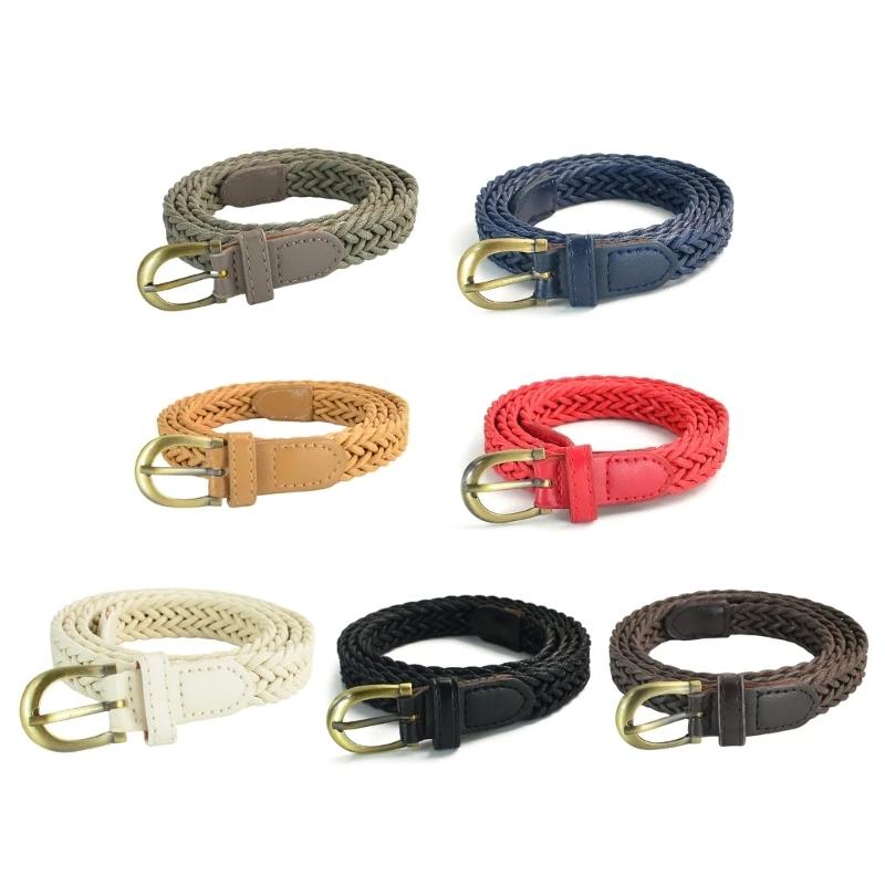 Retro Braided Belt with Wax Rope Detail Feature Adjustable Thin Waist Cincher Strap for Casual Outfits Daily