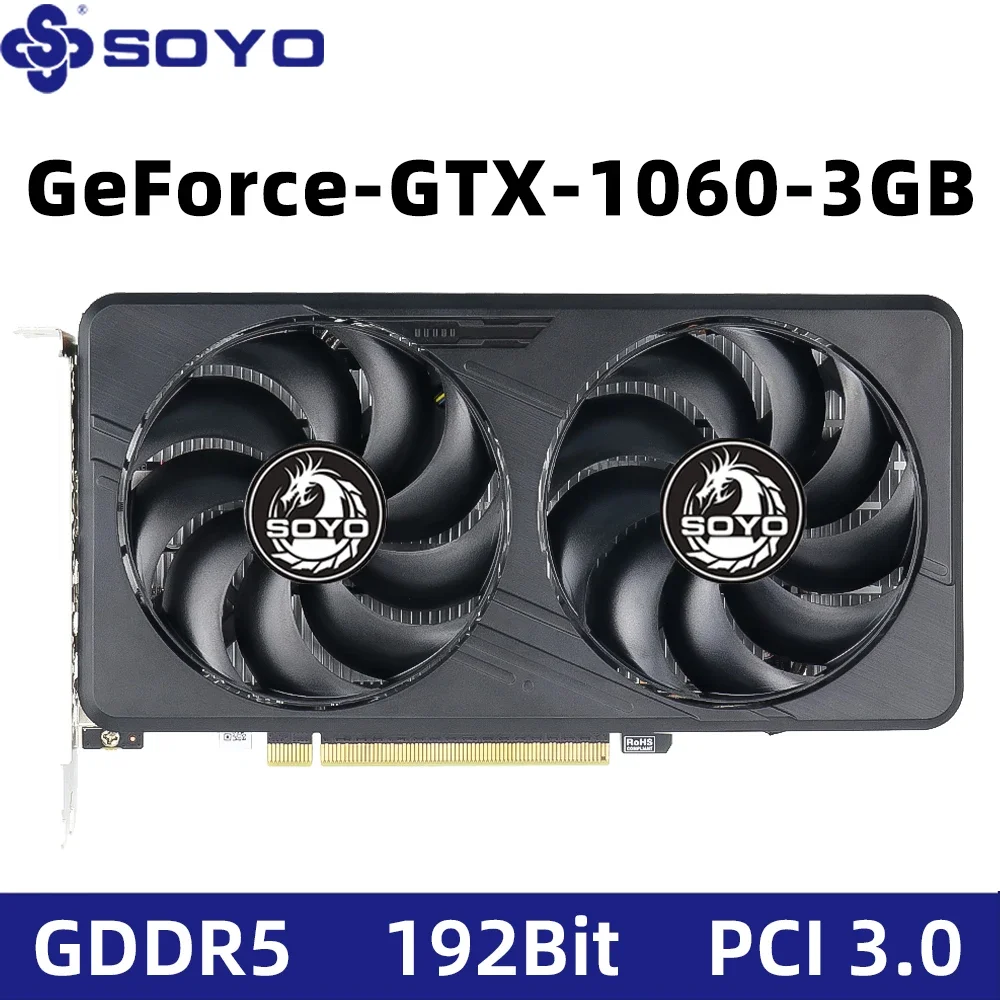 بطاقات الرسومات SOYO GTX1060 6G/3G DDR5 192bit HDMI التوافق + DP * 2 لمكونات كمبيوتر ألعاب سطح المكتب GPU بطاقة الفيديو