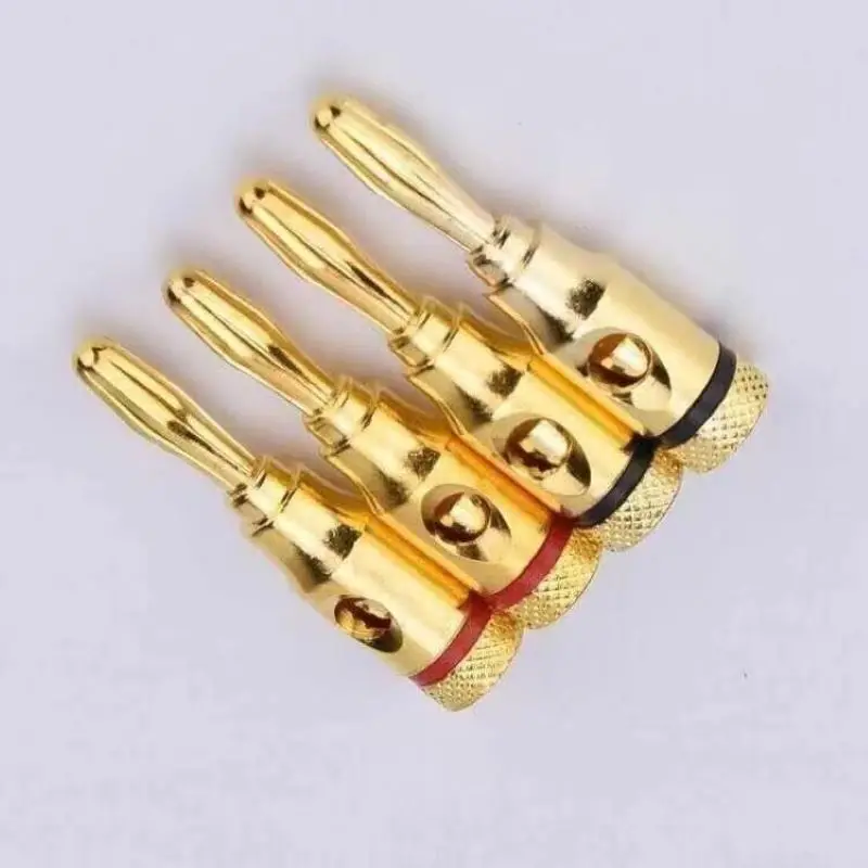 4MM Gold-plated Plug for Connecting Hair to Banana Plug Audio Speaker Cable Socket Horn Wire. Gold-plated, No Soldering Required