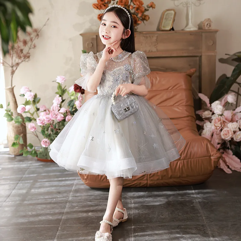 IYEAL Girl's Birthday Dress Children's Princess Dress Flower Girl Wedding Little Girl Host Walk Show Piano Performance Costume