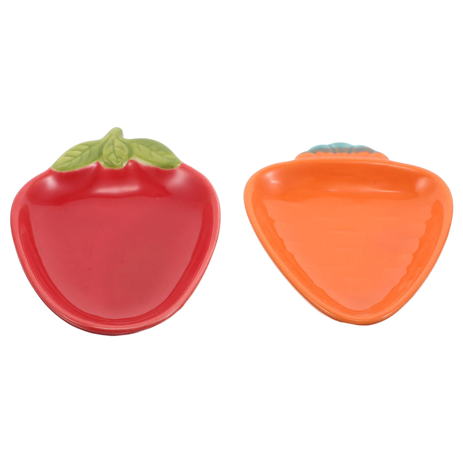 

2Pcs Fruit Shaped Ceramic Condiment Dishes Strawberry Carrot Design Creative Mini Appetizer Plates Reusable Sauce Seasoning