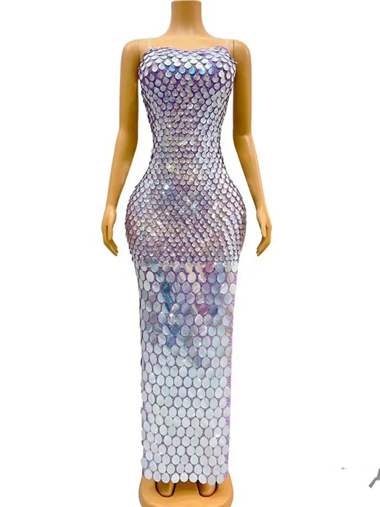 

High Quality Colorful Shell Sequins Sexy Chest And Hip Wrapped Long Skirt 2024 New Fashionable Custom Women'S Clothing