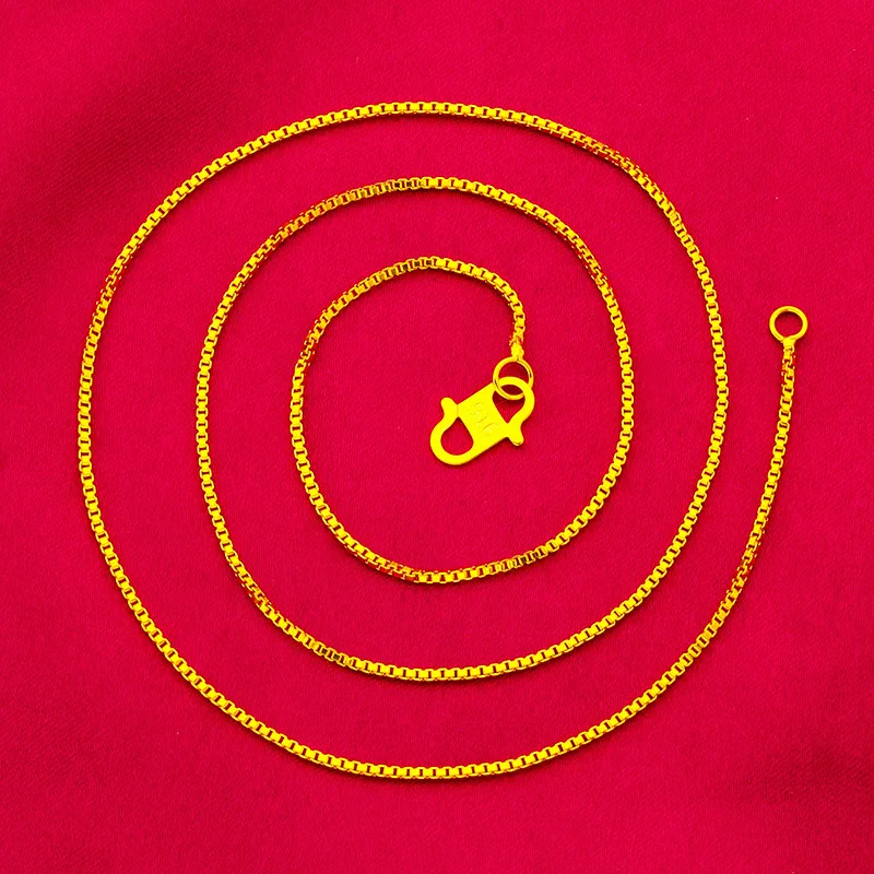 

Вьетнамское золотое ожерелье-цепочка с звеньями-боксами для женщин, модное, стильное, оптовая продажа, для повседневной носки, отличное качество, подарок