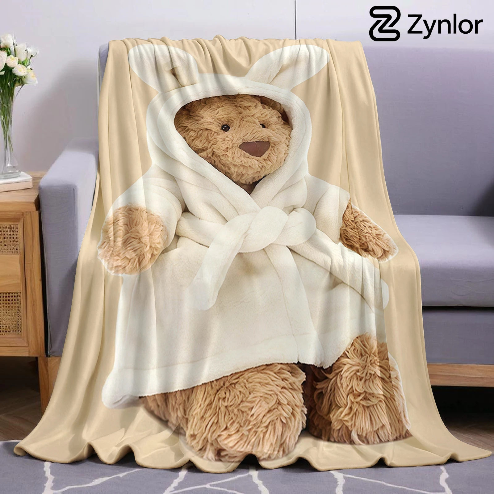 Bathrobe Teddy Bear Ultra Soft Sherpa Fleece Blanket Fluffy Warm Thick Throw for Sofa Bedroom Couch Holiday Home Decor Gift