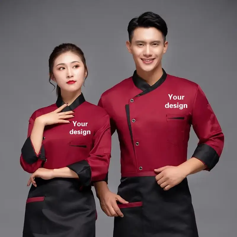 Chef Uniform For Men Women With Logo Restaurante Personalized Cook Clothes Shirt Sleeves Jacket Works Top Design Print Pattern