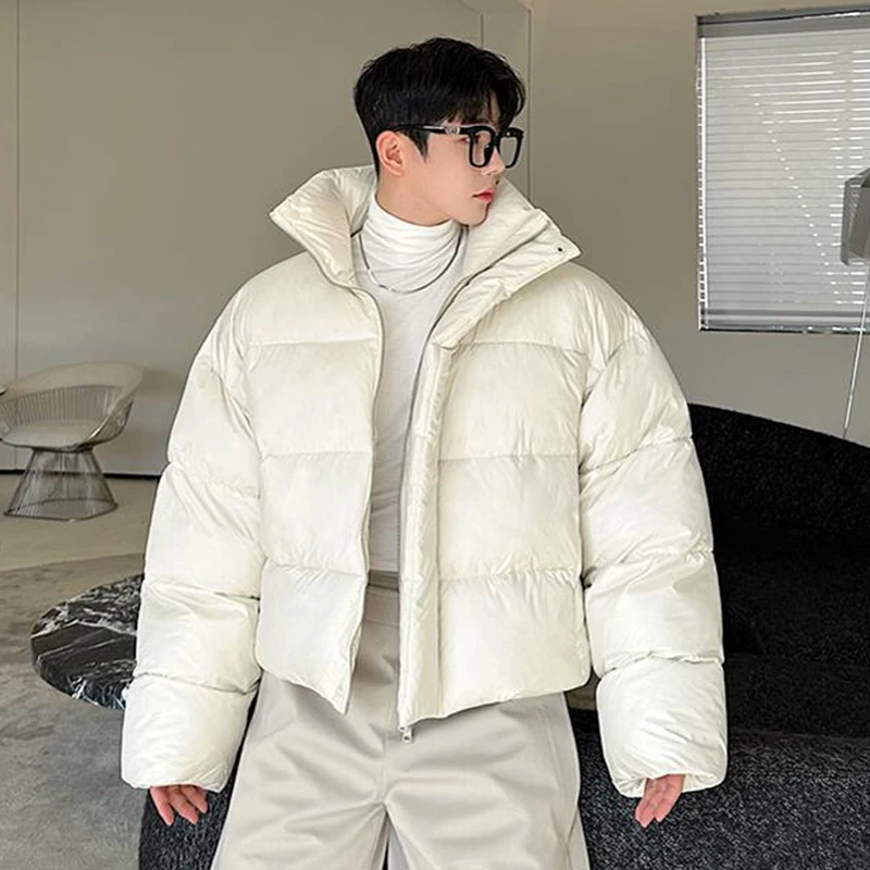 IEFB Winter männer Gepolsterte Jacken Stehkragen Einfarbig Zipper Verdickt Einfache Mäntel Casual Männlichen Kurzen Parkas Koreanische 9C8396