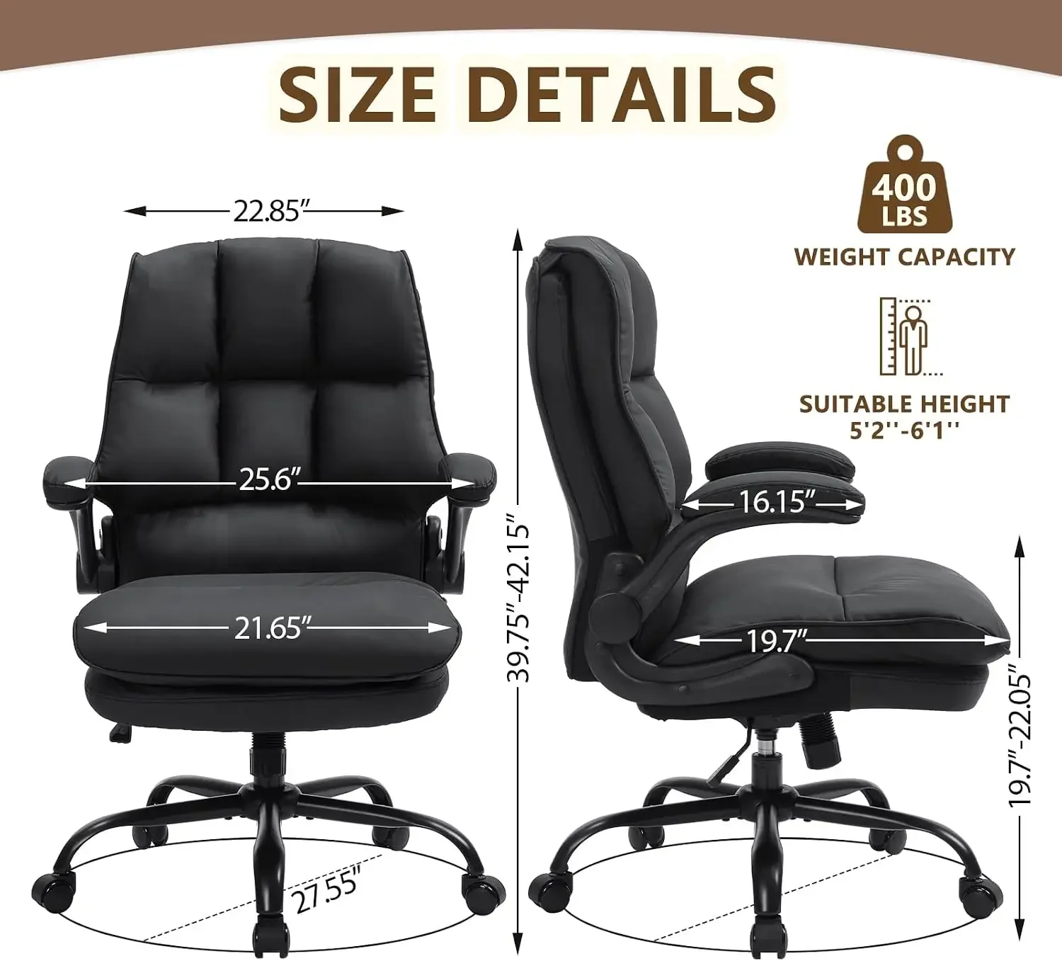 Comfy Office Chair Soft and Double Cushioned Ergonomic Computer Desk Chair | Suitable for Long Hours Executive Office Chair with