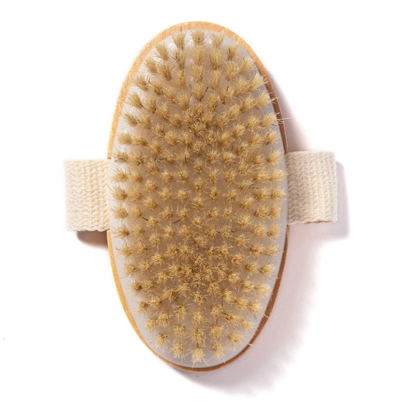 Brosse à poils naturels, douce, humide et sèche, pour le corps, SPA, masseur de bain, maison