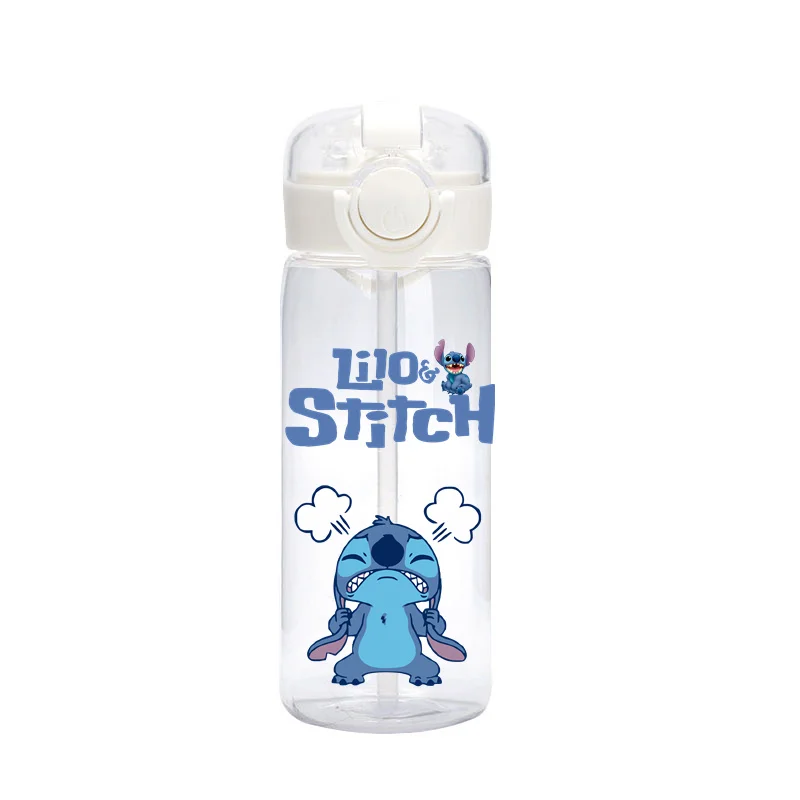 Disney Stitch Portable Portable Plastic Drinking Straw Cute Stitch Children Student Cup Boy Girl Handheld Water Cup Bottle Giift