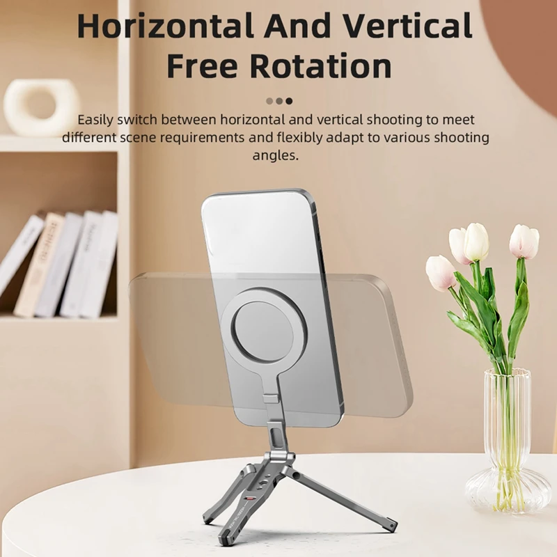 Magnetic Tripod with Fence-Mounted Cold Shoe Handle Phone Tripod for Android Desk Mount-A79M