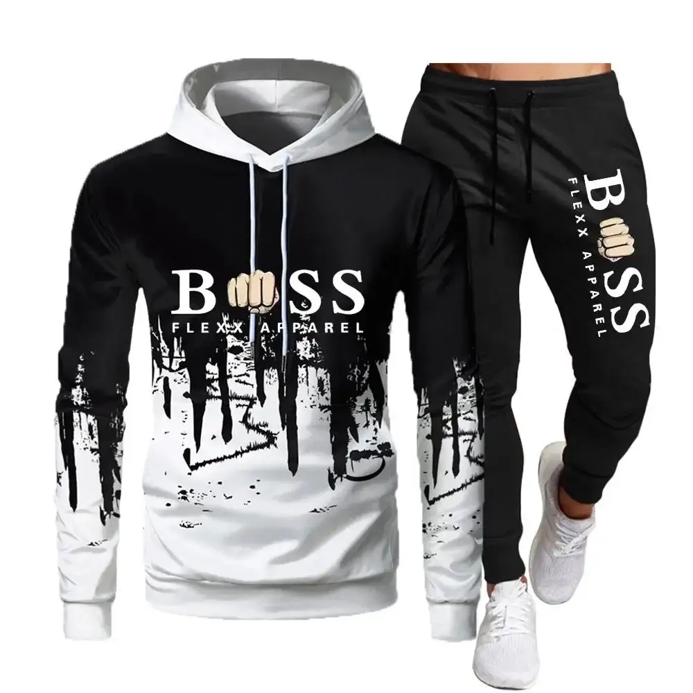 2021 Fall Winter New Brand Men's Tracksuit Sportswear Hoodies Sweatshirts Sweatpants Two Piece Sets Fashion Jogging Male