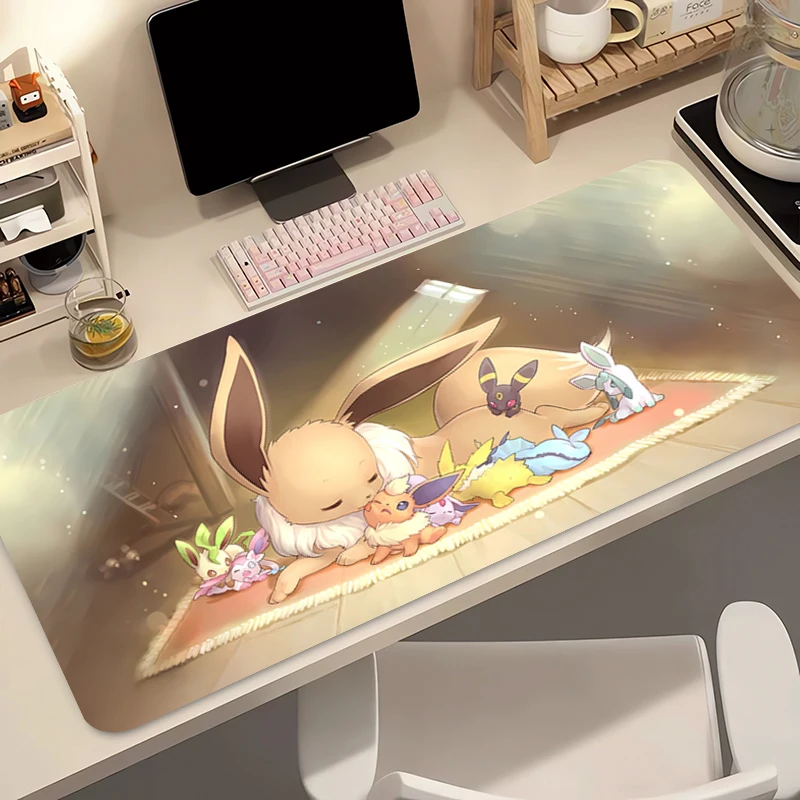 Anime Mouse Pad Pokemon Eevee Computer Speed Type Varpet Mat For E-sports Players Laptop Keyboard Pad Mousepad Office Desk Mat