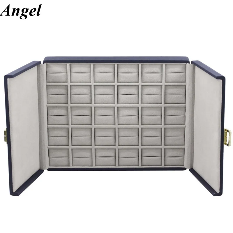 

Boutique portable jewelry storage box, made of microfiber material, ring / necklace display collection storage box