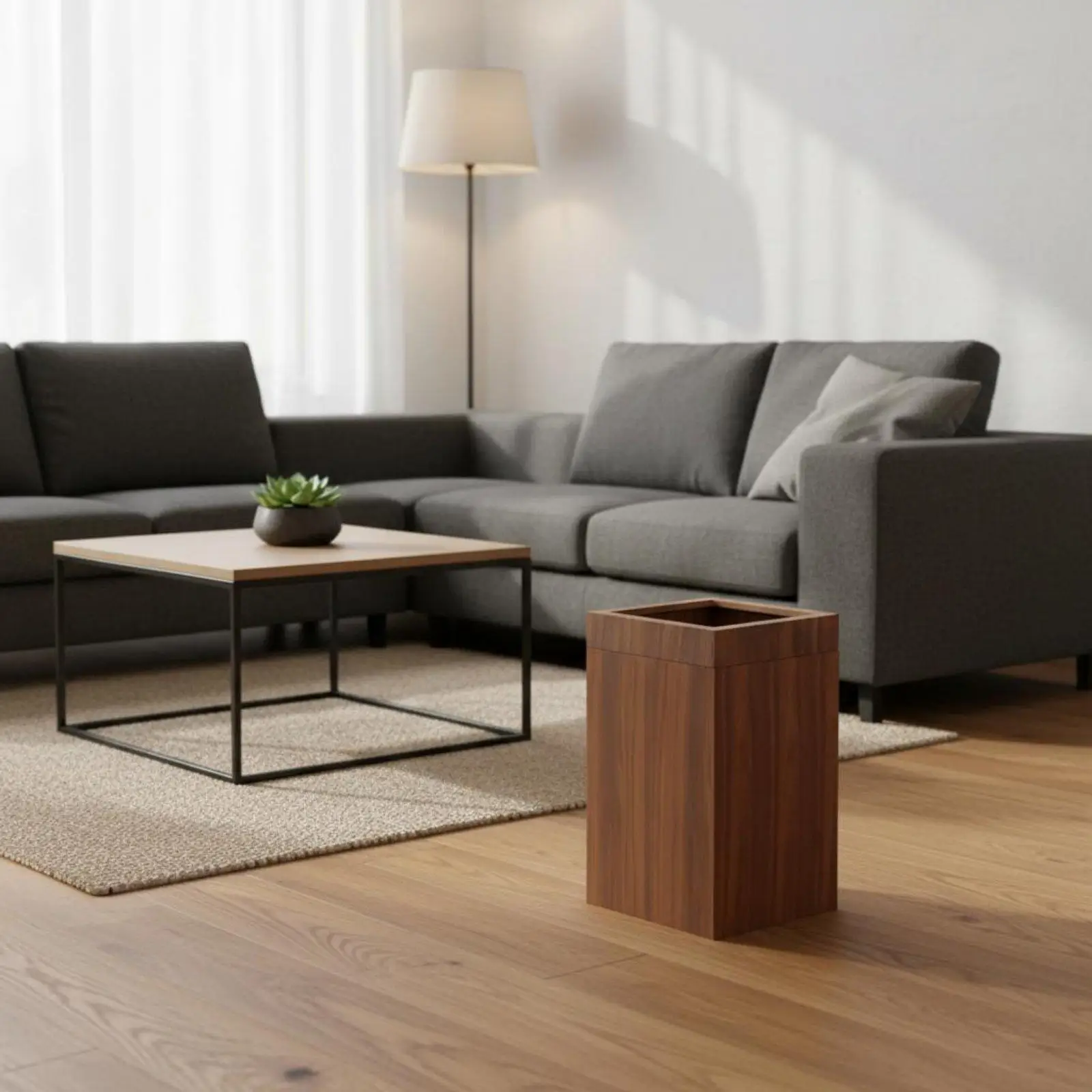 Nordic Design Paper Bin Minimalist Design Uncovered Top Wood
