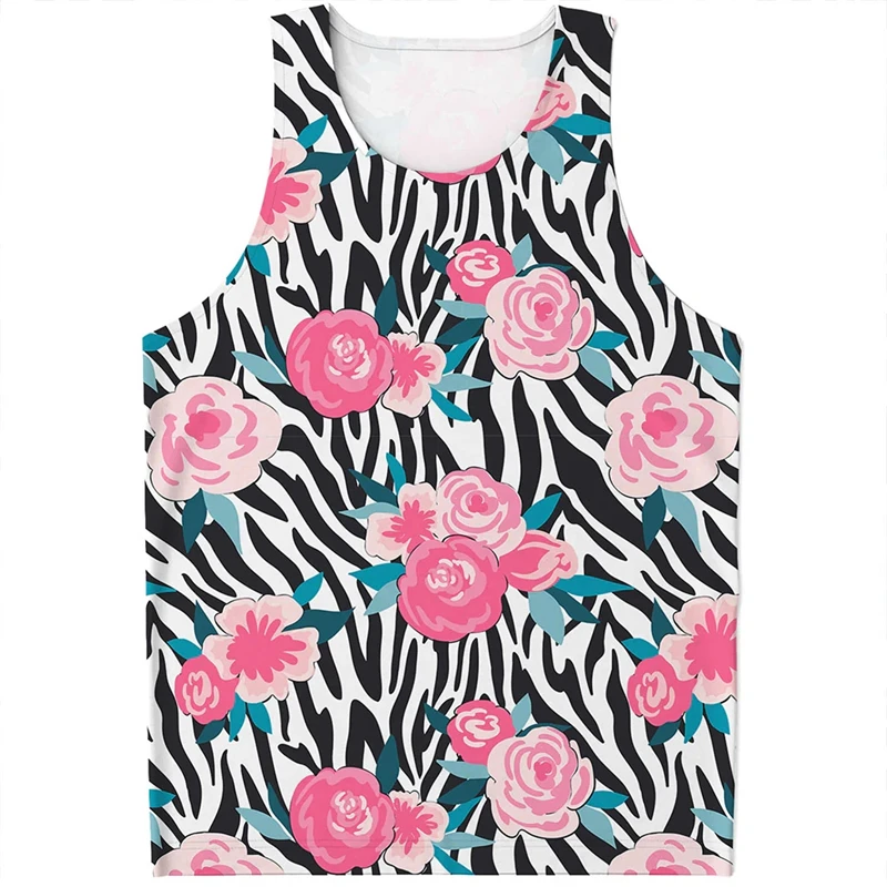 Summer Men Clothing Gym Tank Top Zebra Stripe Pattern 3D Print Harajuku Sleeveless T Shirt Daily Fitness Vest Oversized Singlets