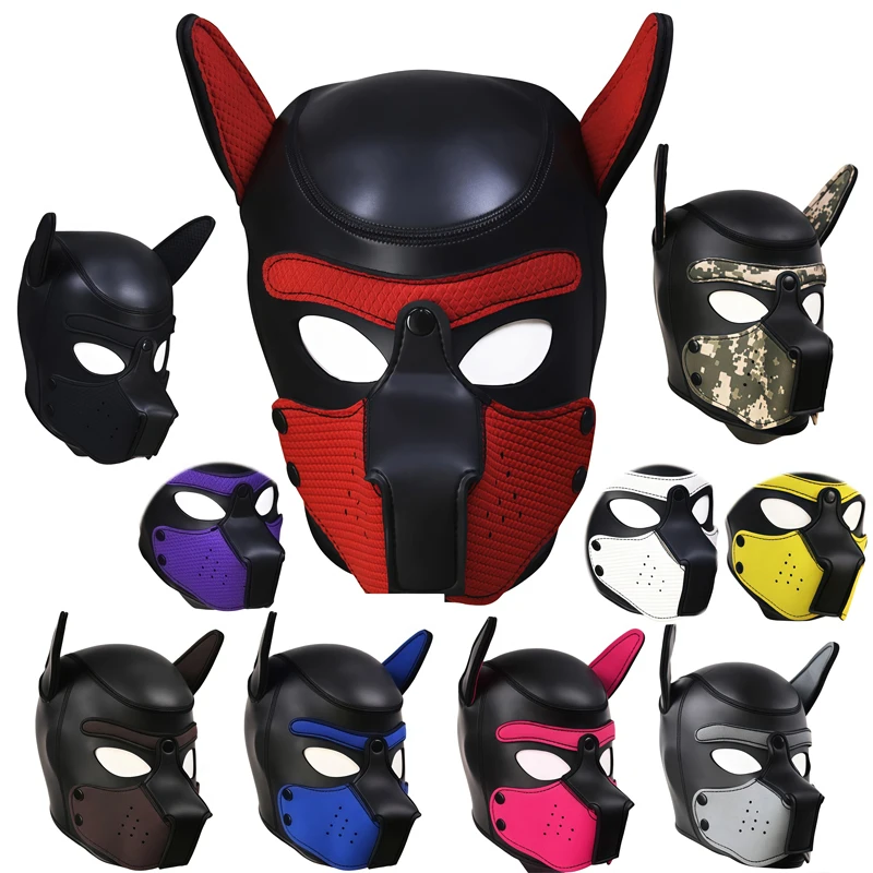 Adult Alternative Bondage Gear Puppy Play Dog Hood Mask Bdsm Slave Neck Collar Lead Drag Chain Couples Game Role Play Sex Toys
