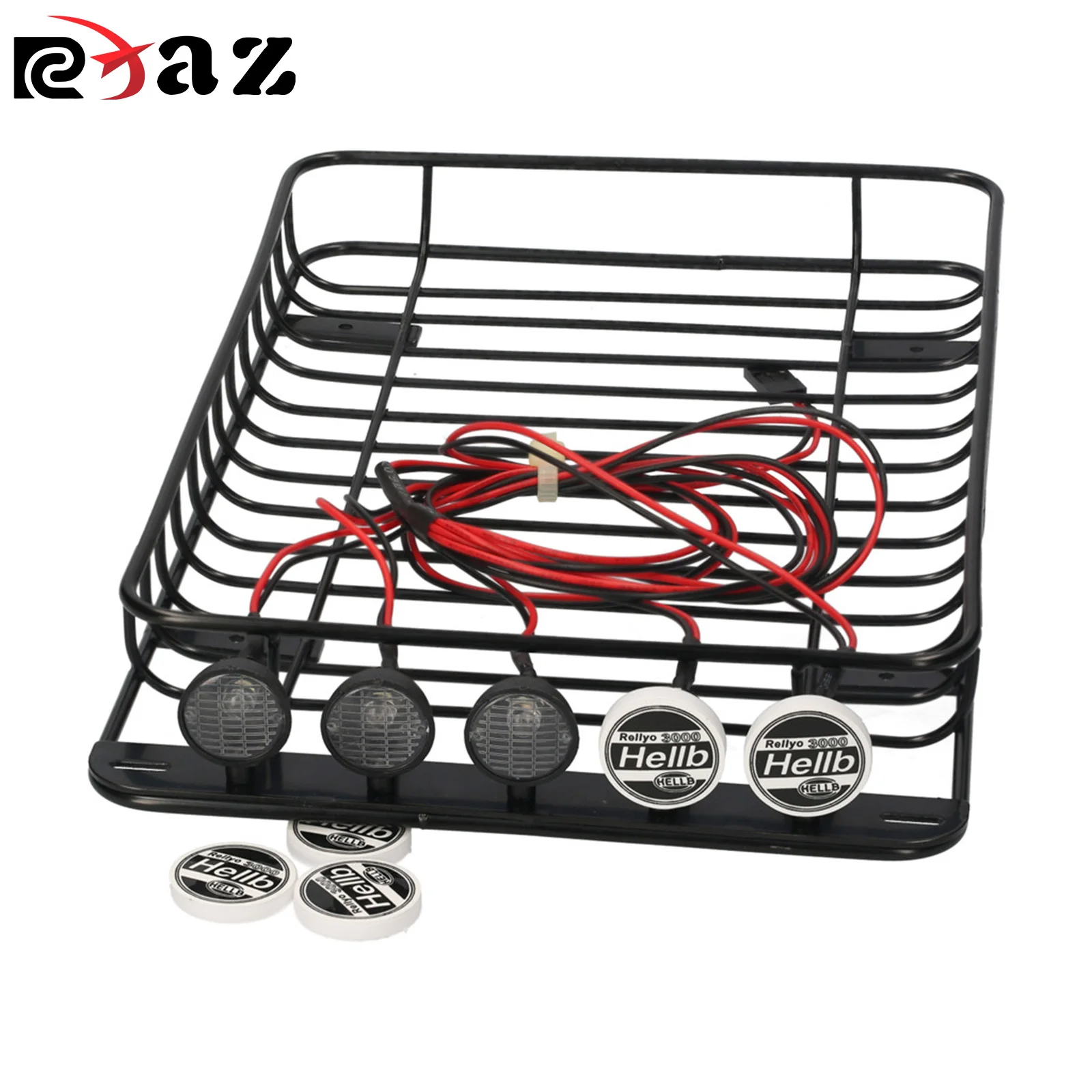 

Металлический багажник на крышу RCXAZ с 5 светодиодными фонарями для 1/10 RC Crawler Traxxas TRX-4 Axial SCX10 90046 SCX10 III AXI03007 Багажник с дистанционным управлением