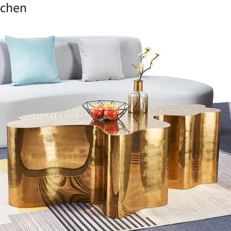 YFY Simple Modern Italian Light Luxury Tree Root Coffee Table Etched Stainless Steel High-end Irregular Shape