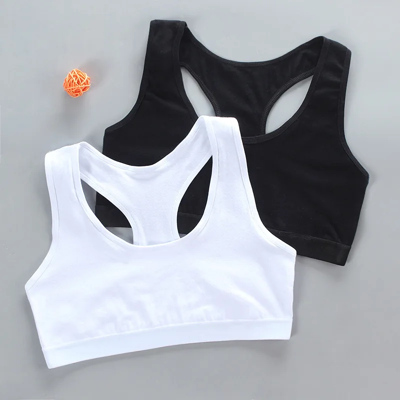 1PC 8-18Y Cotton Teenage Girl Sports Training Bra Puberty Adolescent Vest Wireless No Pad Kids Bra Underwears Children Tank Tops