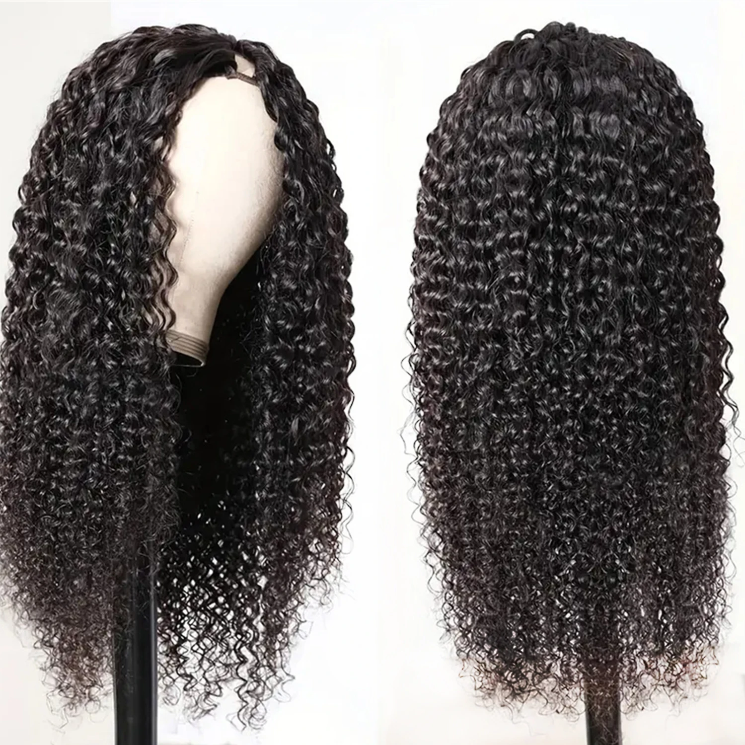 Parrucche con parte a V parrucche per capelli umani per le donne capelli umani con onda profonda capelli brasiliani Clip a testa piena in mezza parrucca parrucche Glueless con parte a V