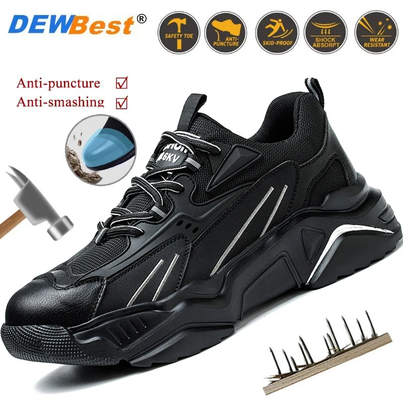 

Lightweight soft-soled comfortable men's steel toe stab-proof work shoes anti-smash Kevlar safety shoes protective insulation