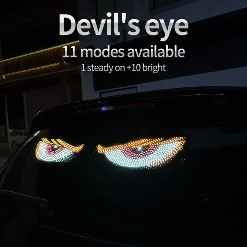 Universal LED Dynamic Devil Eyes Light Truck Decorative Lamp USB Flexible Windshield Display For Car SUV BUS Auto Signal Light