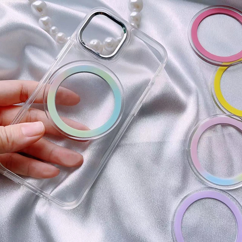 Round Mac Safe Magnetic Base Sticker For IPhone 15 14 13 12 11 Pro Max Magsafe Socket Pocket Grip Bracket Expanding Stand Holder