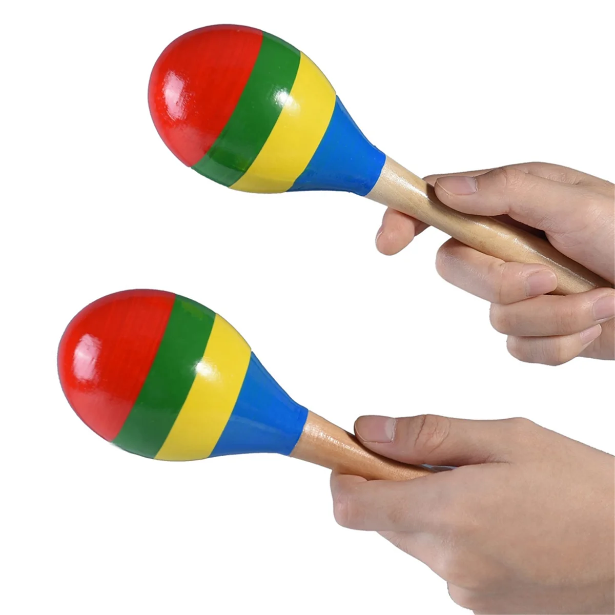 Chocalhos de percussão manual Maracas, instrumento musical de madeira Rumba Shaker para crianças e adultos, conjunto de 2