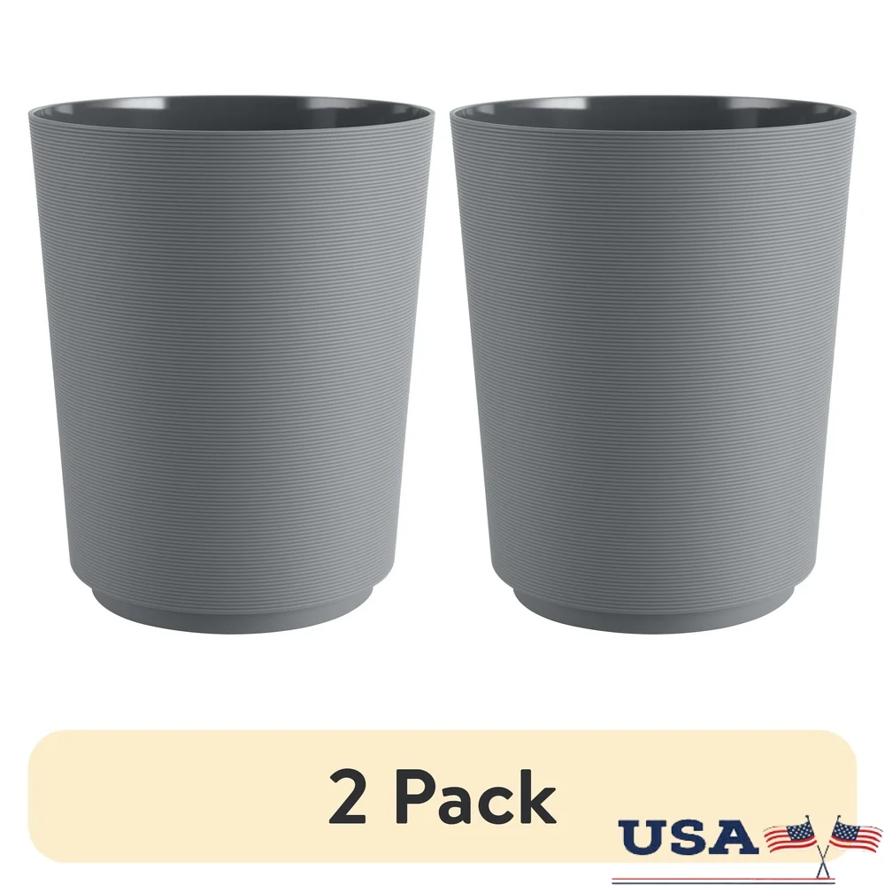 

2 упаковки, мягкая на ощупь ребристая пластиковая мусорная корзина, мусорный бак, 1,98 галлона, ванная комната, кухня, спальня, использование в помещении