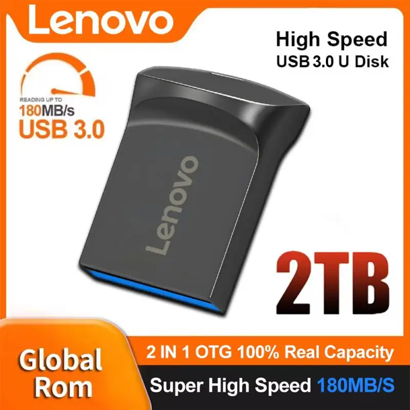 Lenovo แฟลชไดรฟ์โลหะ USB 2TB แบบดั้งเดิม USB U Disc แฟลชไดรฟ์ความเร็วสูง pendrive 1TB USB แบบพกพาอุปกรณ์เสริมหน่วยความจำ