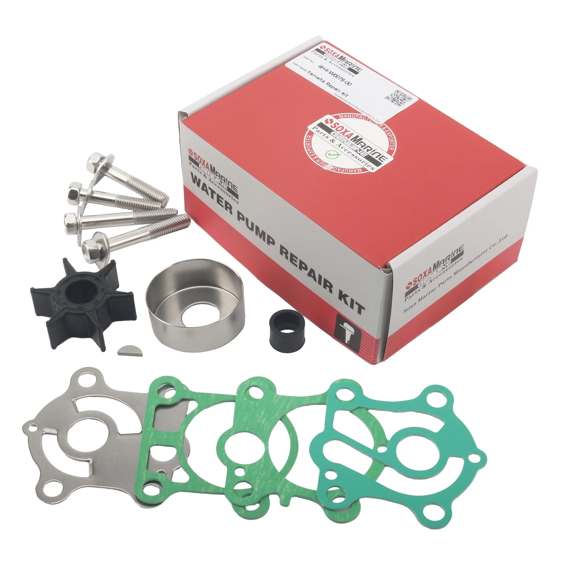 

6H4-W0078 Water Pump Impeller Repair Kit Compatible with Yamaha Marine Outboard Engines 40HP 50HP 2-Stroke 6H4-W0078-A0
