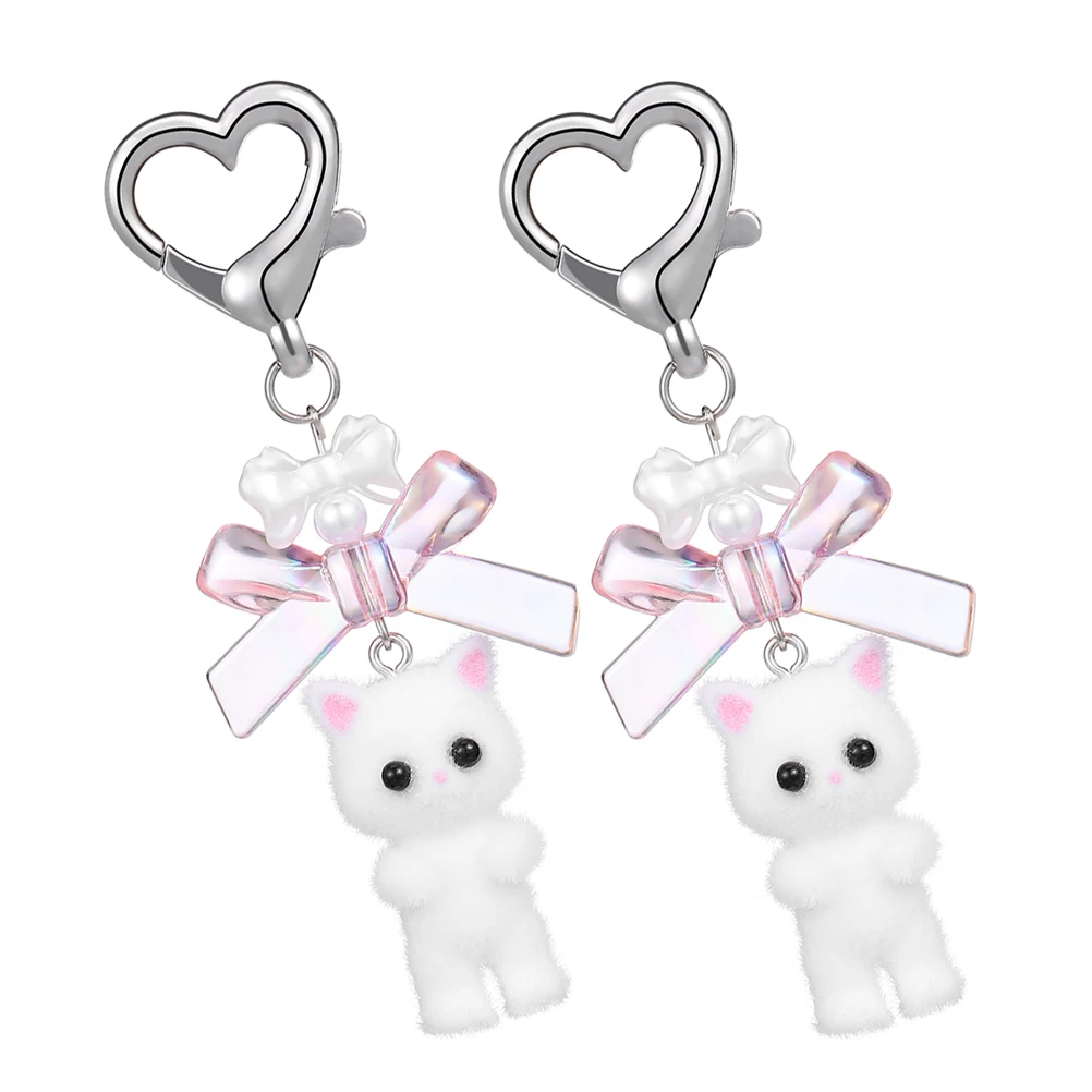 

2 pcs Cats Keychains Cute 3D Resin Cat Bag Charms Kawaii Accessories Hanging Pendant Jewelry Holder Lightweight Portable