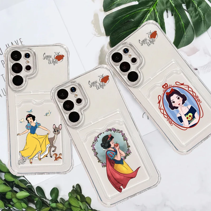 Snow White Disney Fashion Cute For Samsung S24 S23 S22 S21 S20 Ultra FE Plus A55 A53 5G Photo Card Bag Transparent Soft