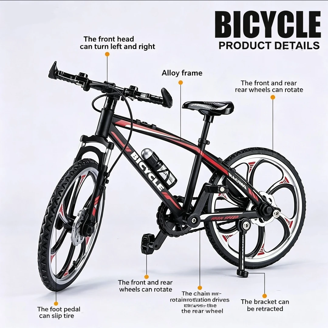 Simulation Mountain Bike Model Ornament, Mini Bicycle Desk Decor, Metal Craft Home Office Tabletop Display Gift