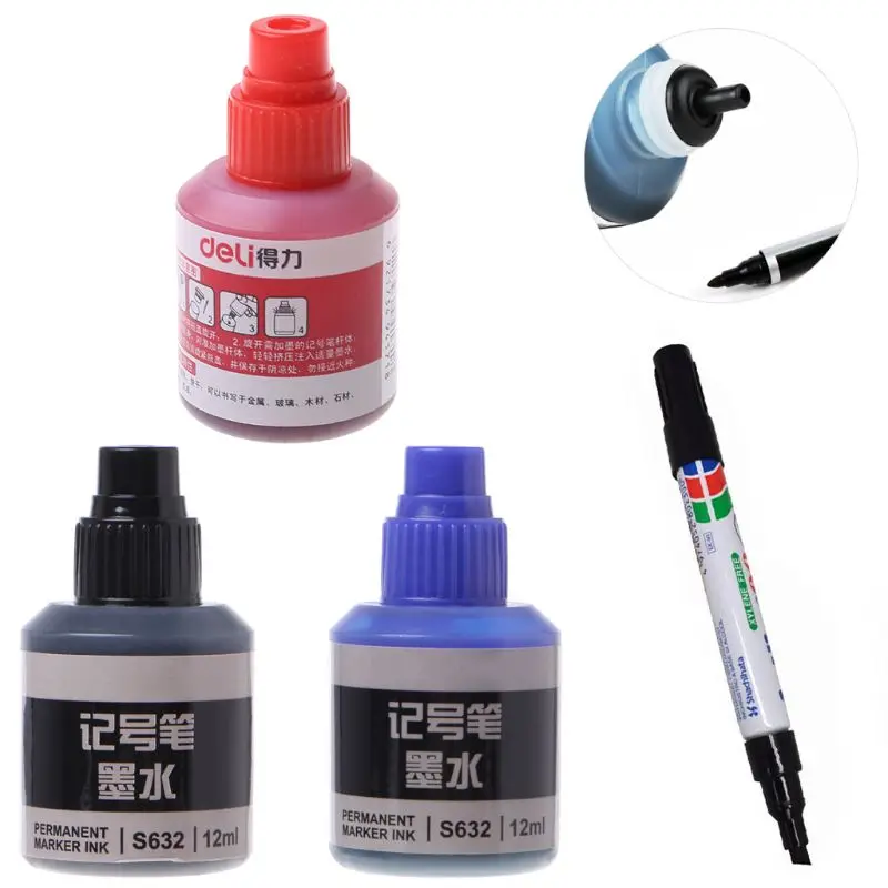 12ml Waterproof Instantly Dry Paint Pen Oil Refill For Marker Pens L4MD