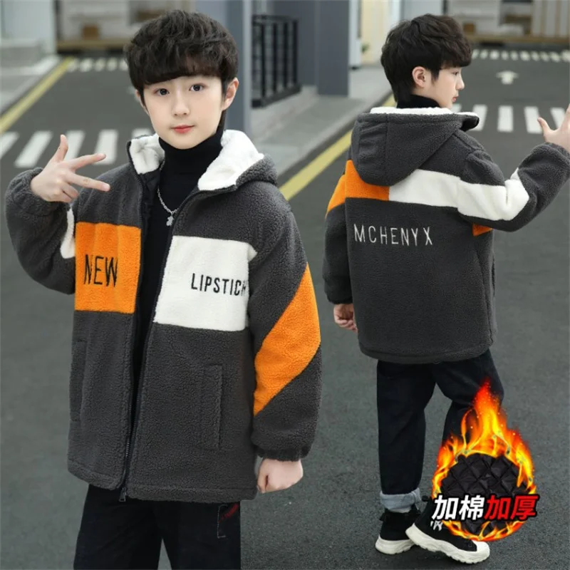 

Boys Coat Jacket Overcoat Cotton Outerwear 2023 New Arrive Thicken Velvet Winter High Quality Children's Clothing