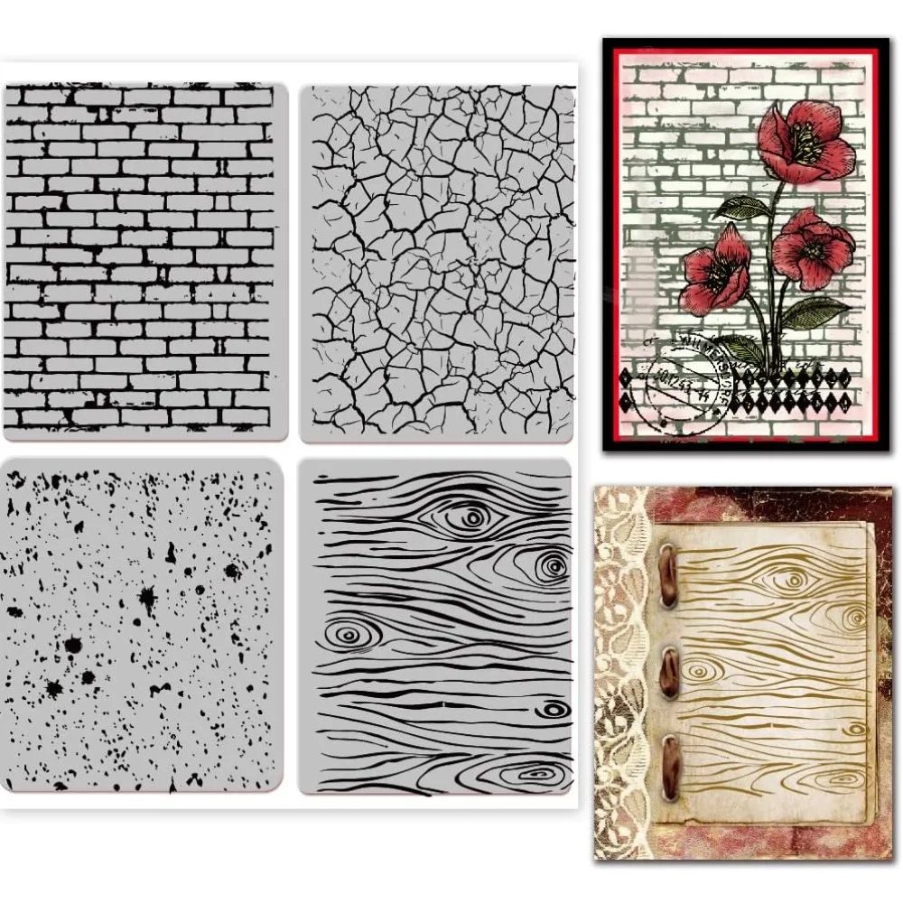 Retro Texture Cling Rubber Stamp Wood Brick Crackle Stain Texture 7.09x8.66inch EVA Stamps Embossing Stamp Seal for DIY